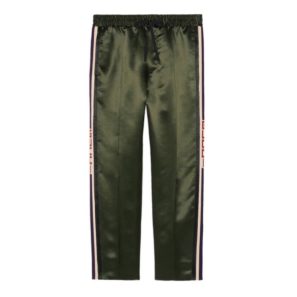 GUCCI MENS ACETATE SILK JOGGING STRIPE GREEN PANTS SIZE 52 EU - Picture 10 of 10